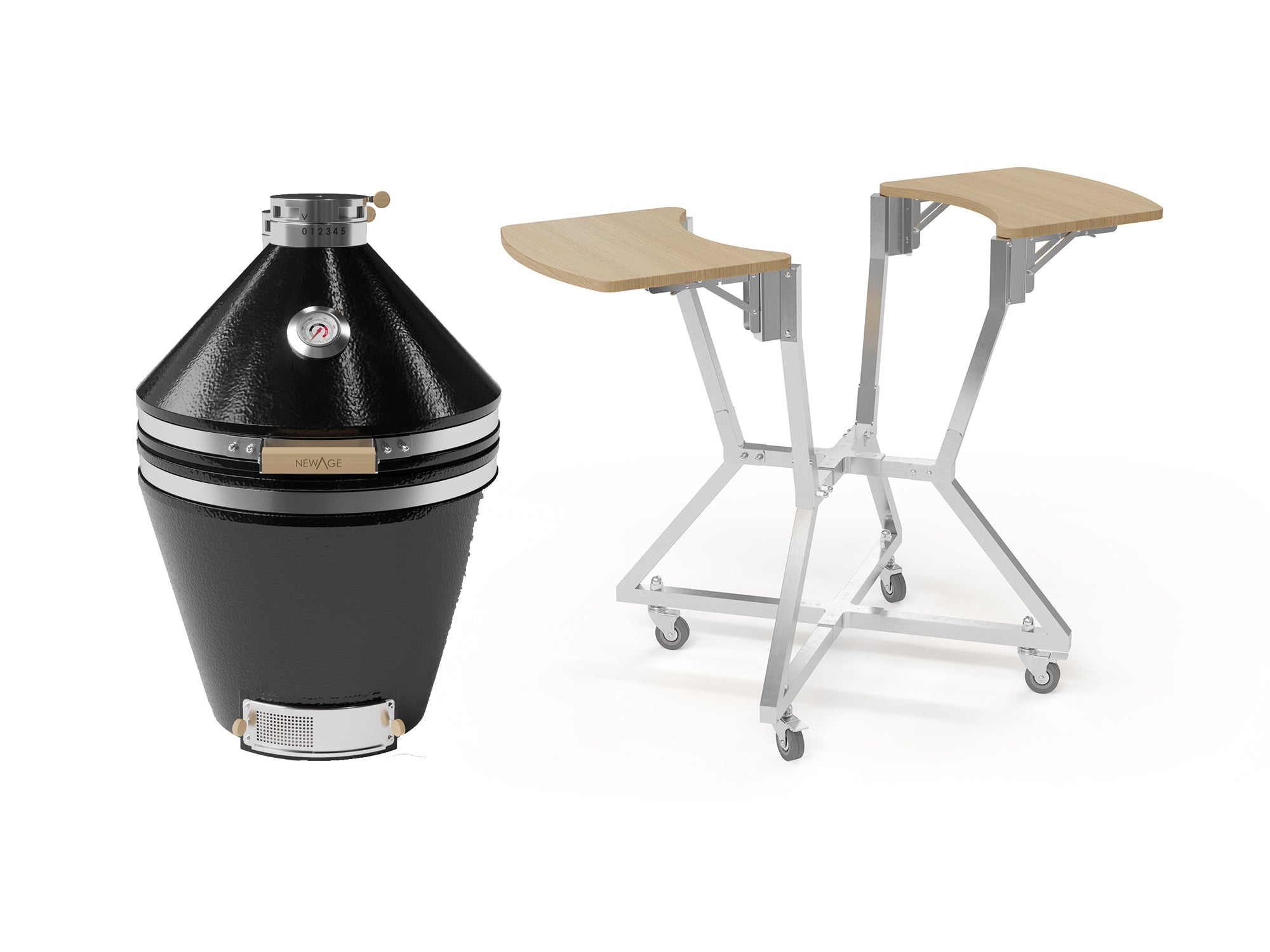 Outdoor Kitchen Platinum Kamado Bundle (Pro 22 in. Cart, 22 in. Kamado Grill)